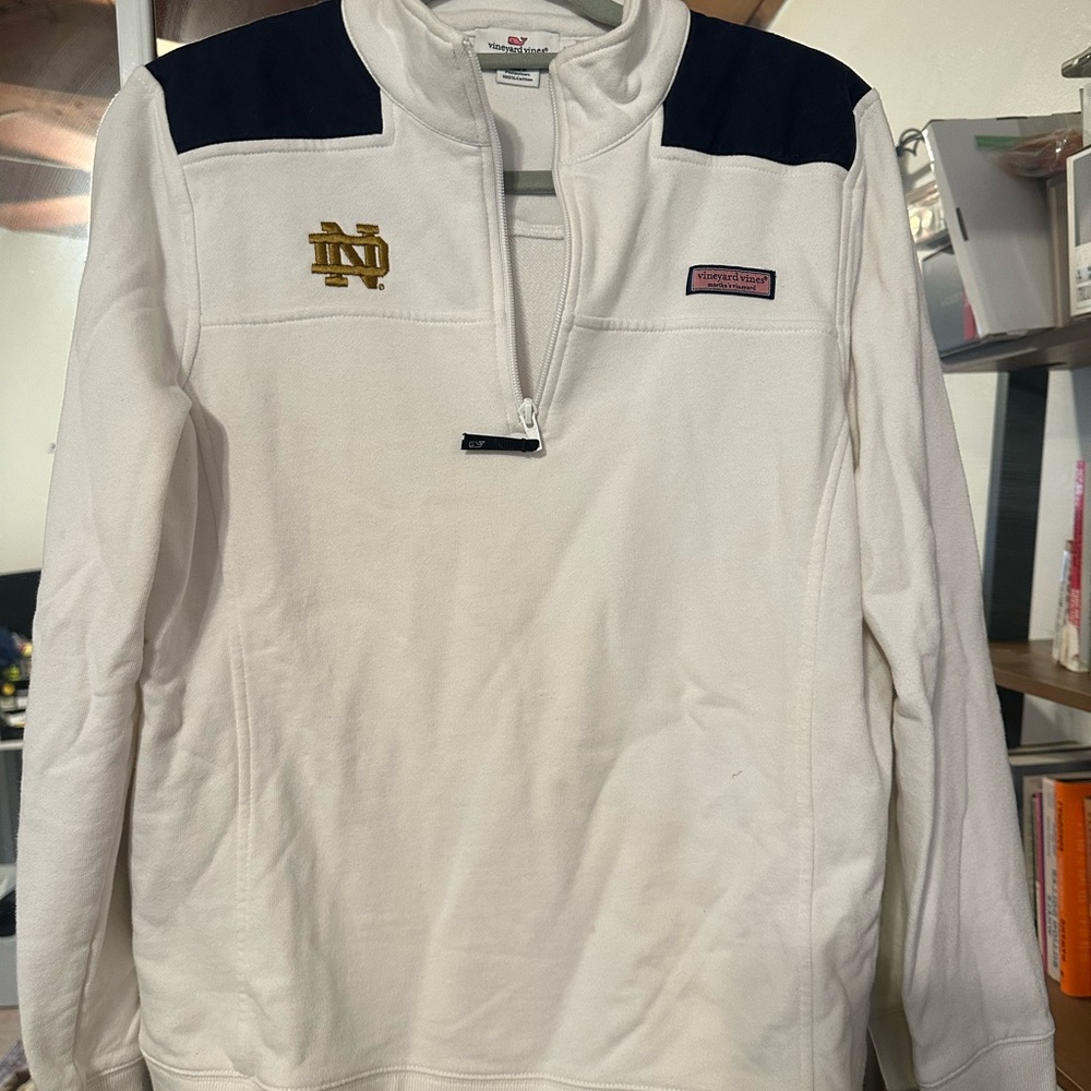 White and Navy Notre Dame quarter zip